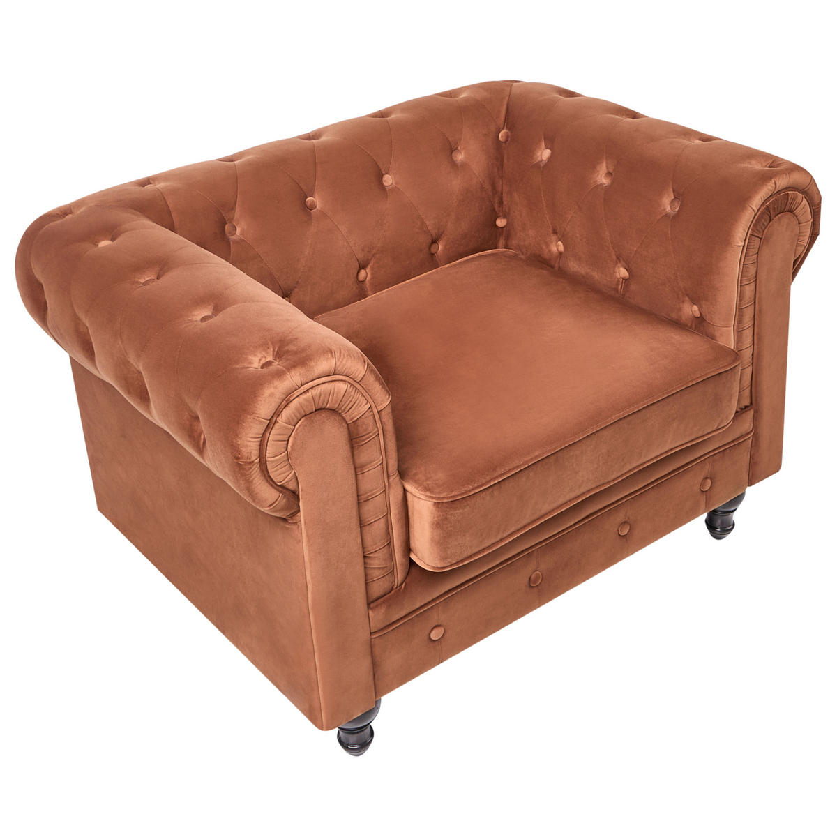SOFA-SET 4-Sitzer Samtstoff Goldbraun Chesterfield - Goldfarben, Textil (201/70/75cm) - Beliani