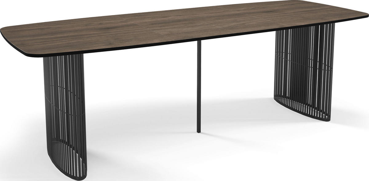 ESSTISCH Cavaro rechteckig oval ausziehbar, Walnuss Braun 180-256/90/76 cm - Walnussfarben/Schwarz, Holzwerkstoff/Metall (180/90/76cm) - WFL GROUP