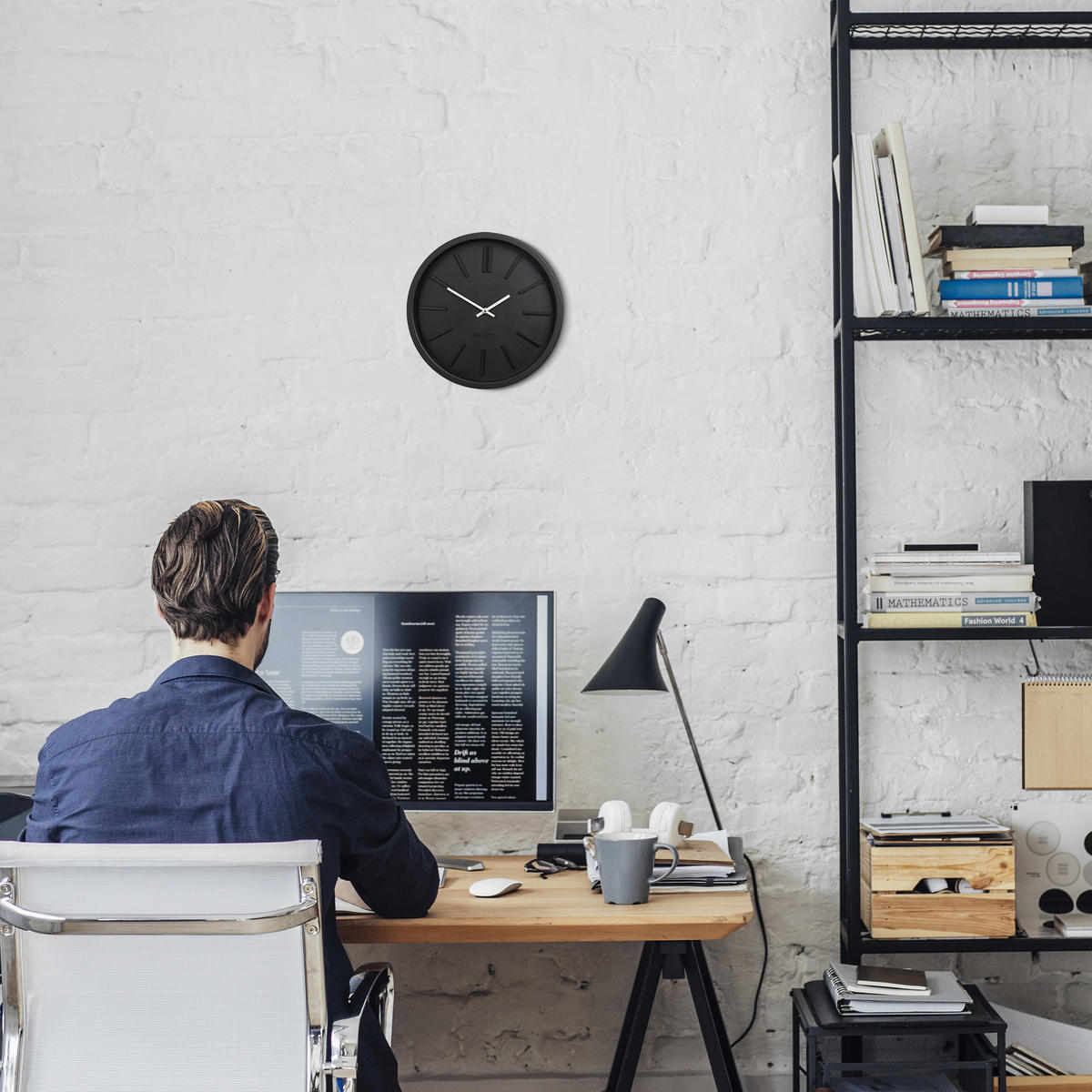 WANDUHR - Schwarz, Glas/Kunststoff (35/5/35cm) - Relaxdays