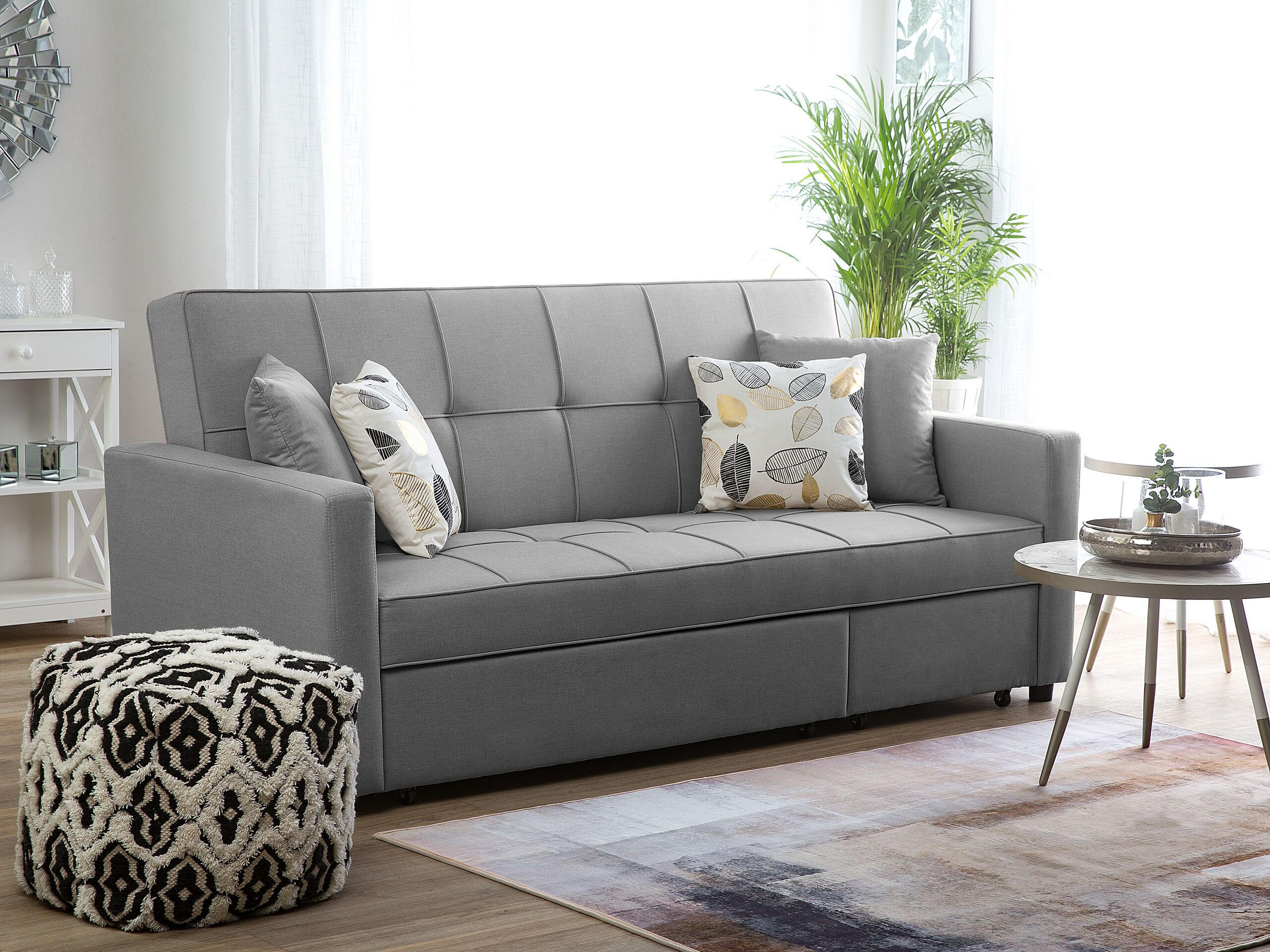 3-SITZER-SCHLAFSOFA Polyester Grau Glomma - Hellgrau, Textil (207/95/87cm) - Beliani