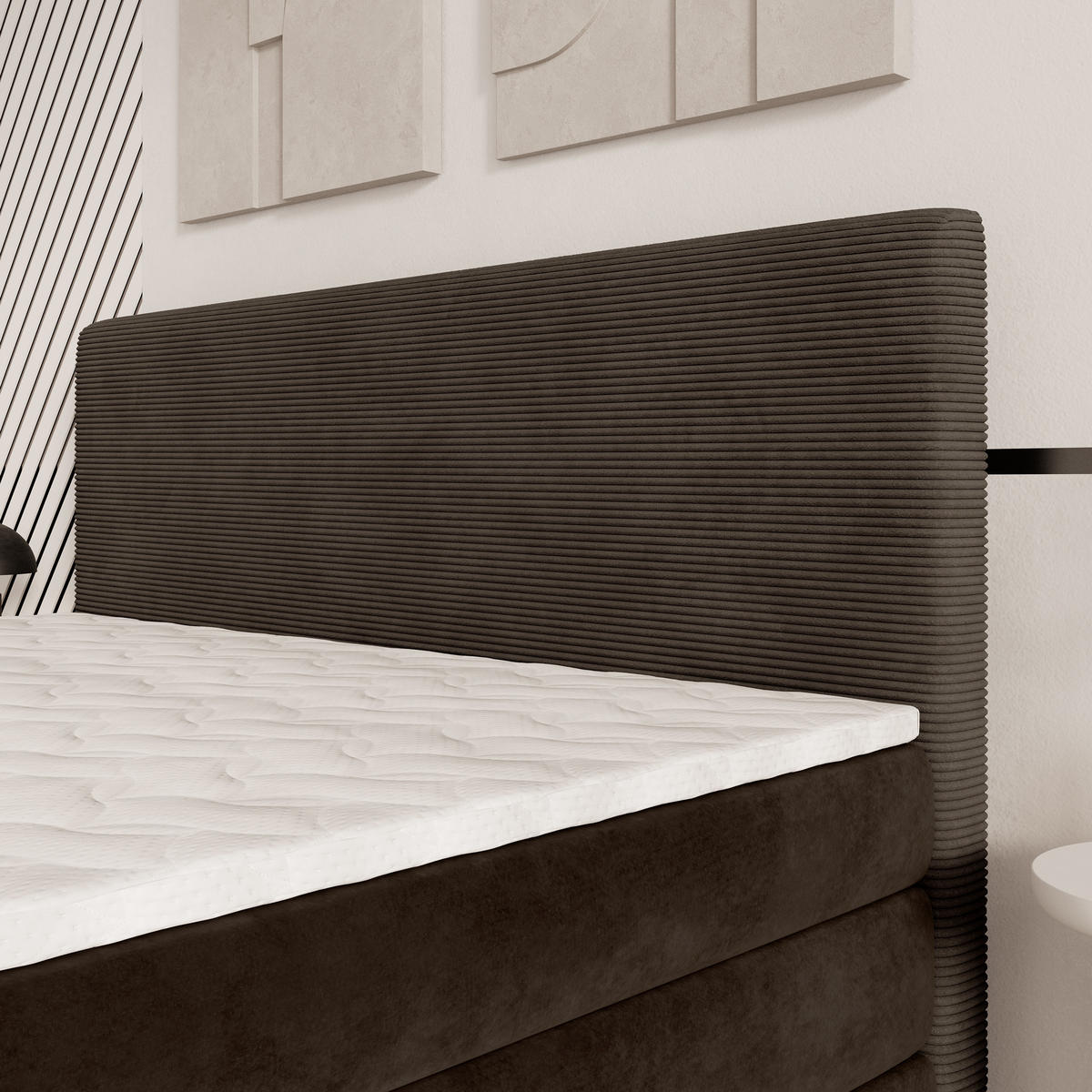 BOXSPRINGBETT MATERN 140x200 cm mit Matratze und Topper - Braun - Braun, Holz (140/200cm) - MASSENO