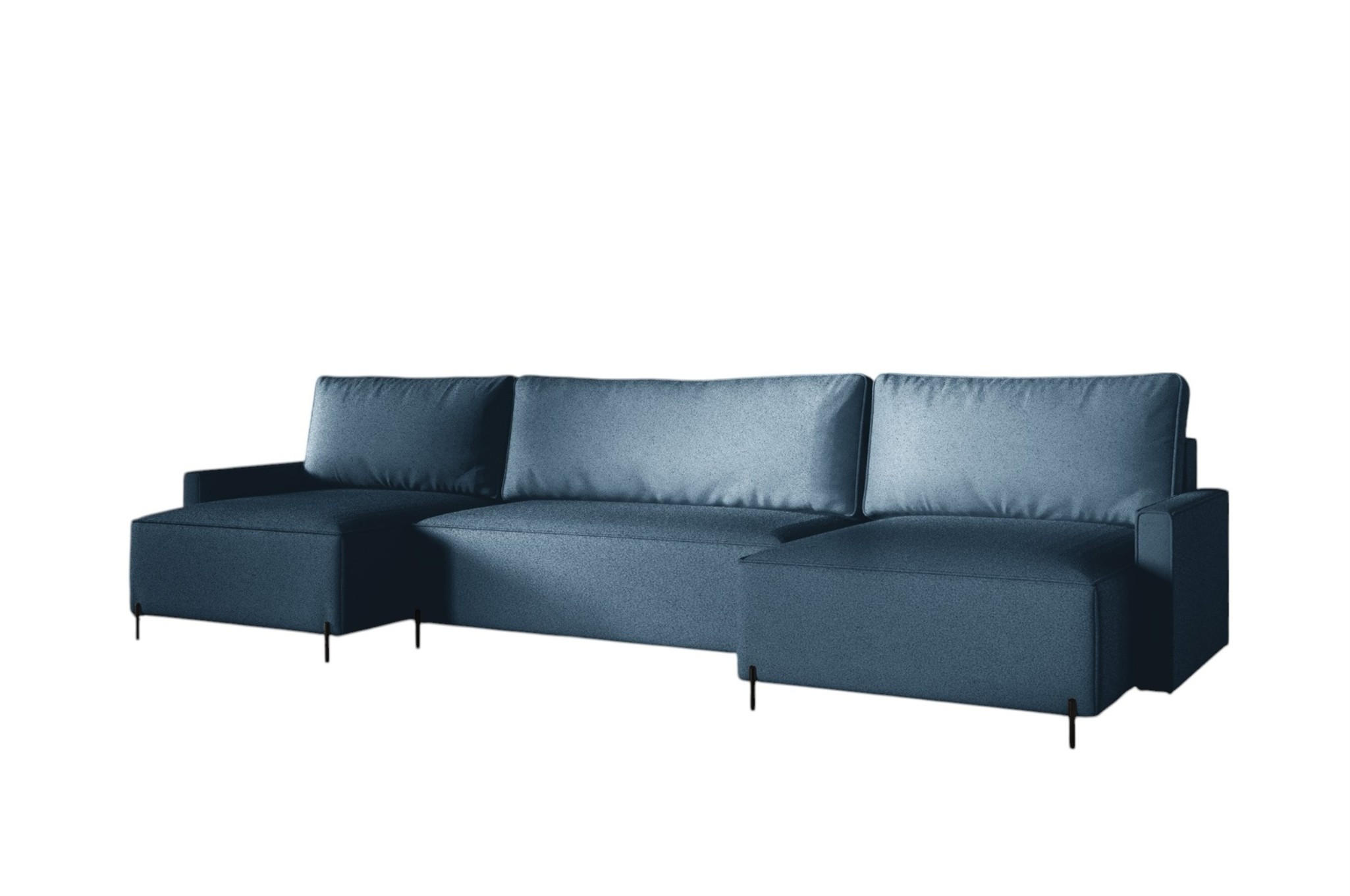 WOHNLANDSCHAFT Braga - Blau, Holzwerkstoff/Textil (372/80/153cm) - Fun Möbel