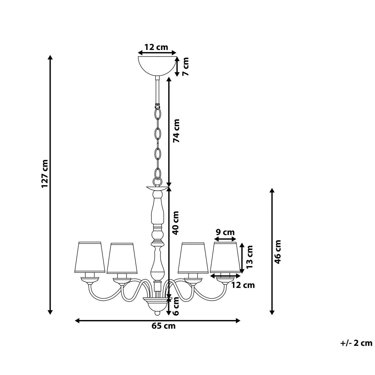 KRONLEUCHTER Bradano 65/65/127 cm - Messingfarben, Metall (65/65/127cm) - Beliani