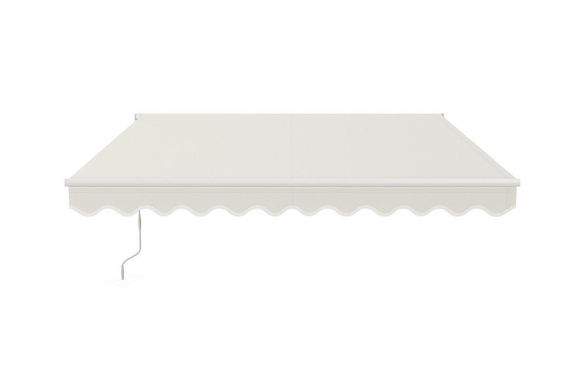 MONOBLOCK-MARKISE VECCHIO Weißes Gestell - leinwand Beige 3x2,5m - Premium-Leinwand 320g/m² - Beige, Metall (295/218/250cm) - Cazeboo