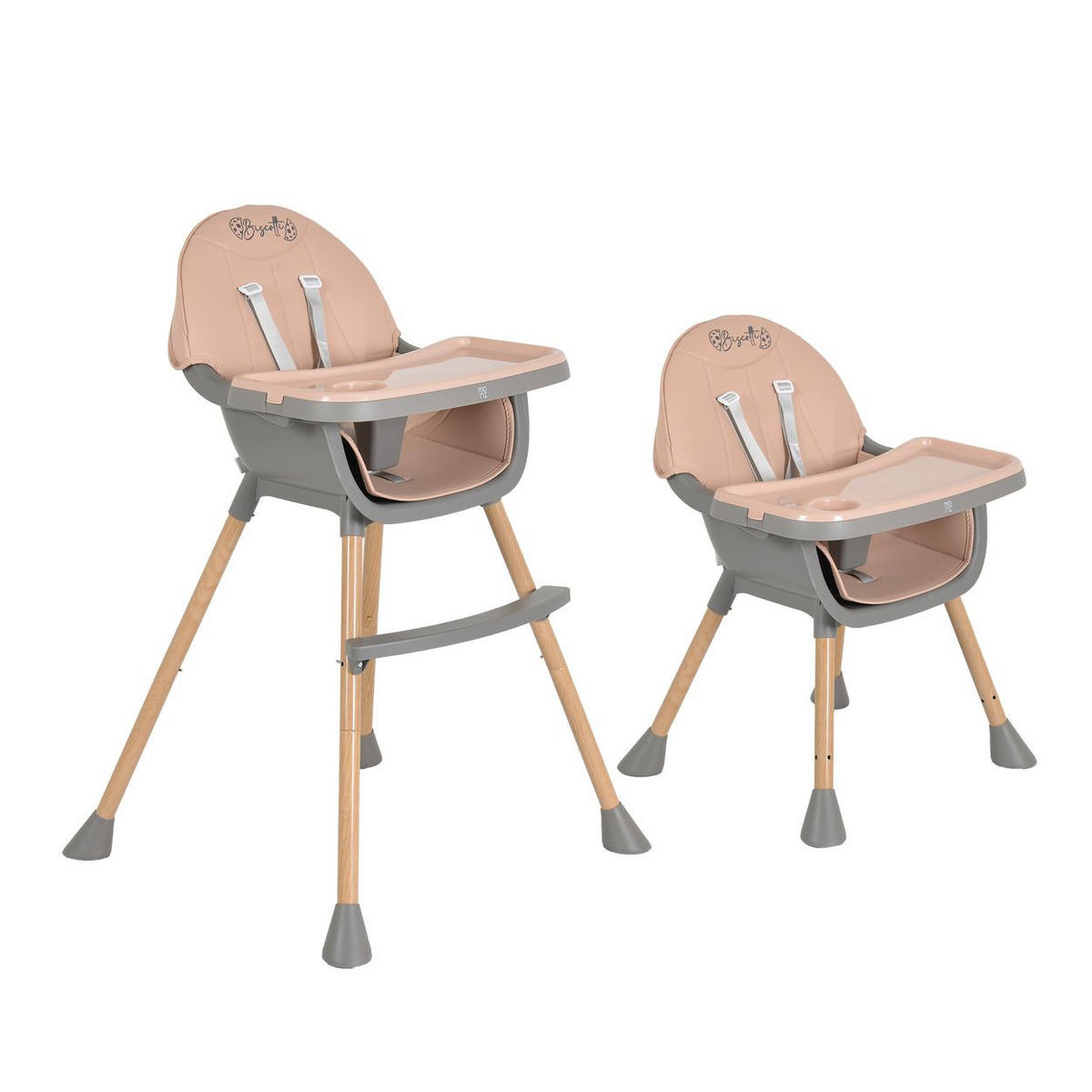 HOCHSTUHL Biscotti 2 in 1 rosa Kinderstuhl Anti-Rutsch-Füße Doppeltablett - Rosa, Kunststoff (64/94/64cm) - Moni