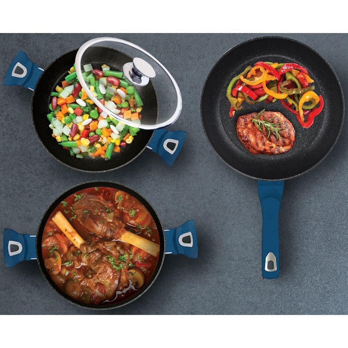 PFANNE Blau 20/20/5 cm BH1870 - Blau, Metall (20cm) - Berlinger Haus