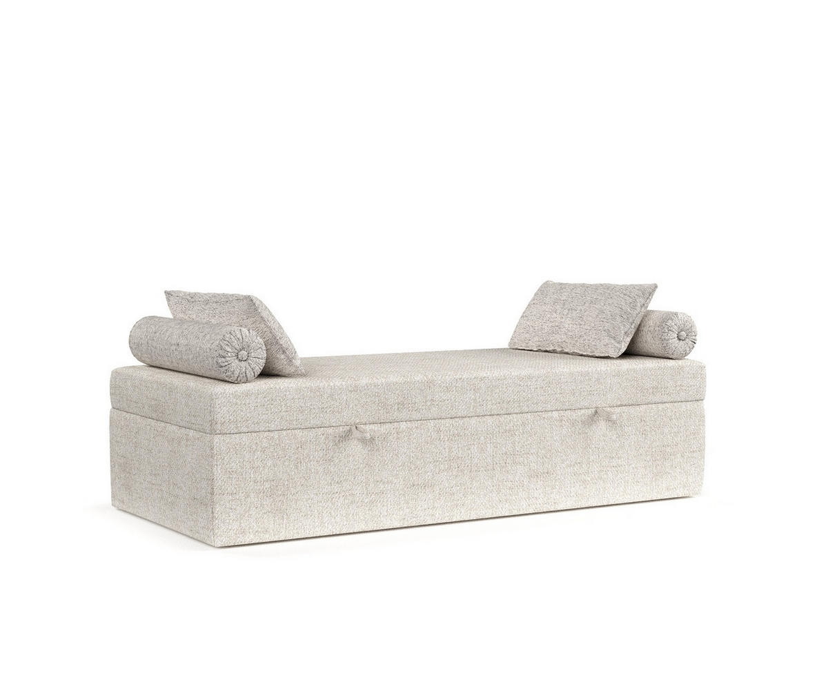 BOXBETT Lennon Creme 100/200 cm im Webstoff - Creme/Schwarz, Holz/Holzwerkstoff (100/200cm) - Maison de Reve