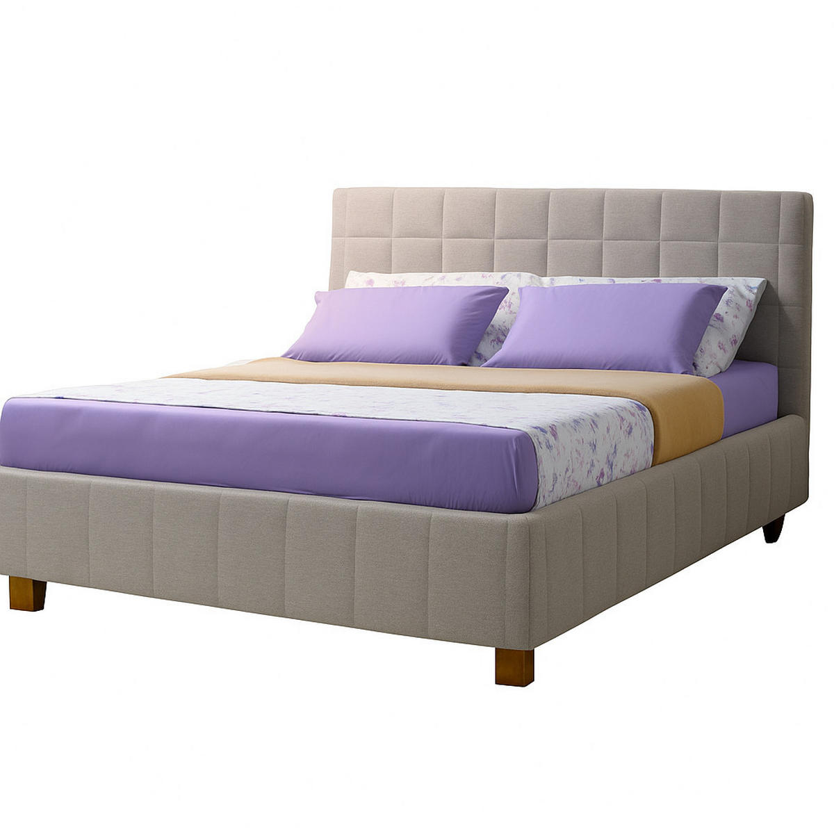 POLSTERBETT Quadro 180x200 in Siena Beige - Beige, Holz/Buchenholz (180/200cm) - Letti Moderni