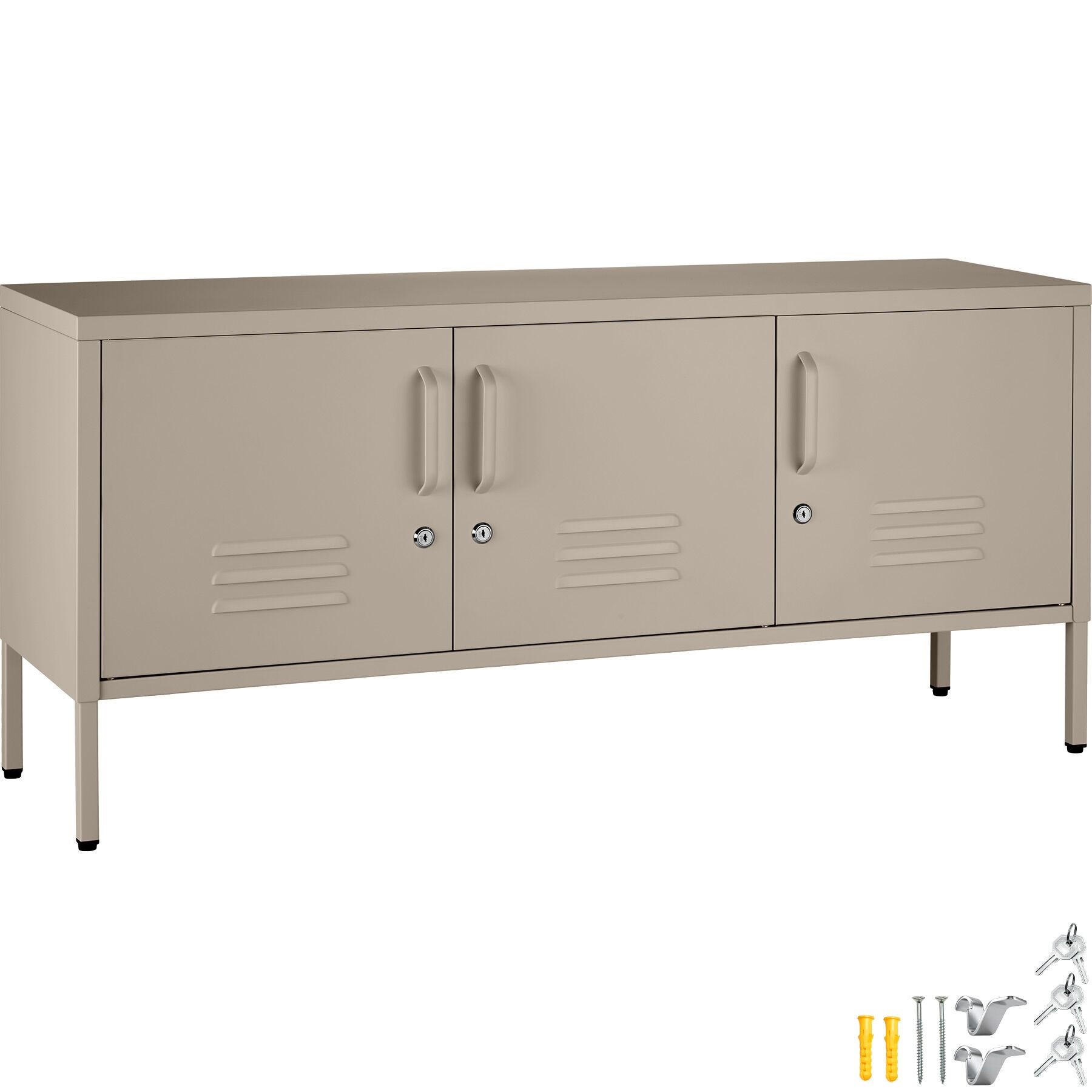 SIDEBOARD Baker, Kippschutz, höhenverstellbare Füße, taupe - Taupe, Metall (120/55.5/37.5cm) - tectake