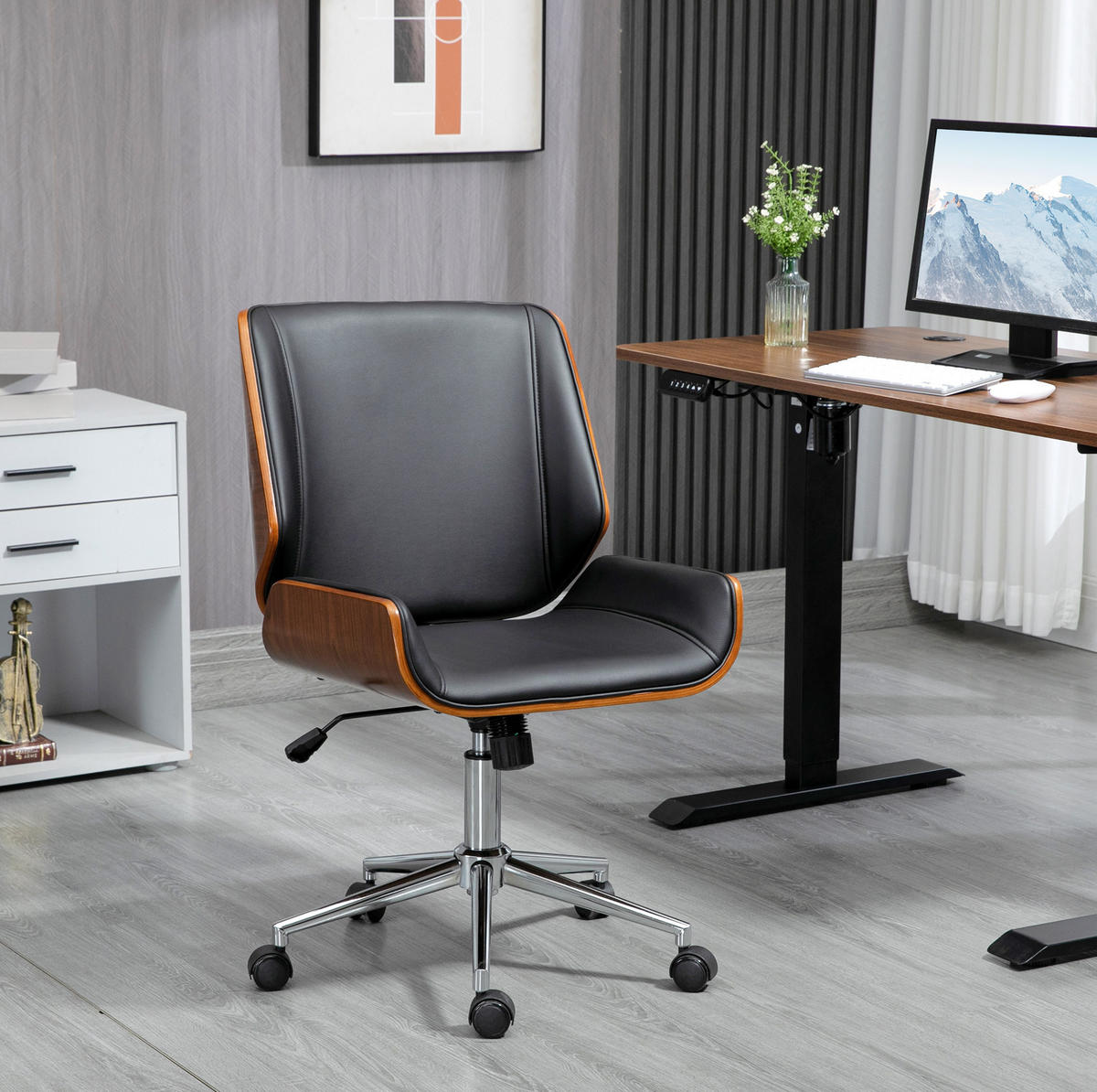 BÜROSTUHL in Schwarz 60x53x96 cm, höhenverstellbar mit Kippfunktion - Schwarz, Kunststoff (53/96/60cm) - IVMEU
