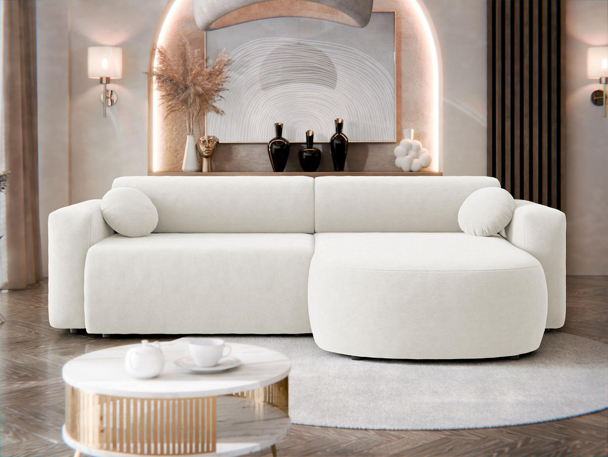 ECKSOFA Nicelo - Creme/Schwarz, Holz/Kunststoff (252/150cm) - MIRJAN24