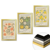 WANDBILDER 3er Set - 20x30 cm Goldrahmen - Retro-Poster mit Fruchtmustern - Goldfarben, Kunststoff (20/30cm) - ArtPrintCave
