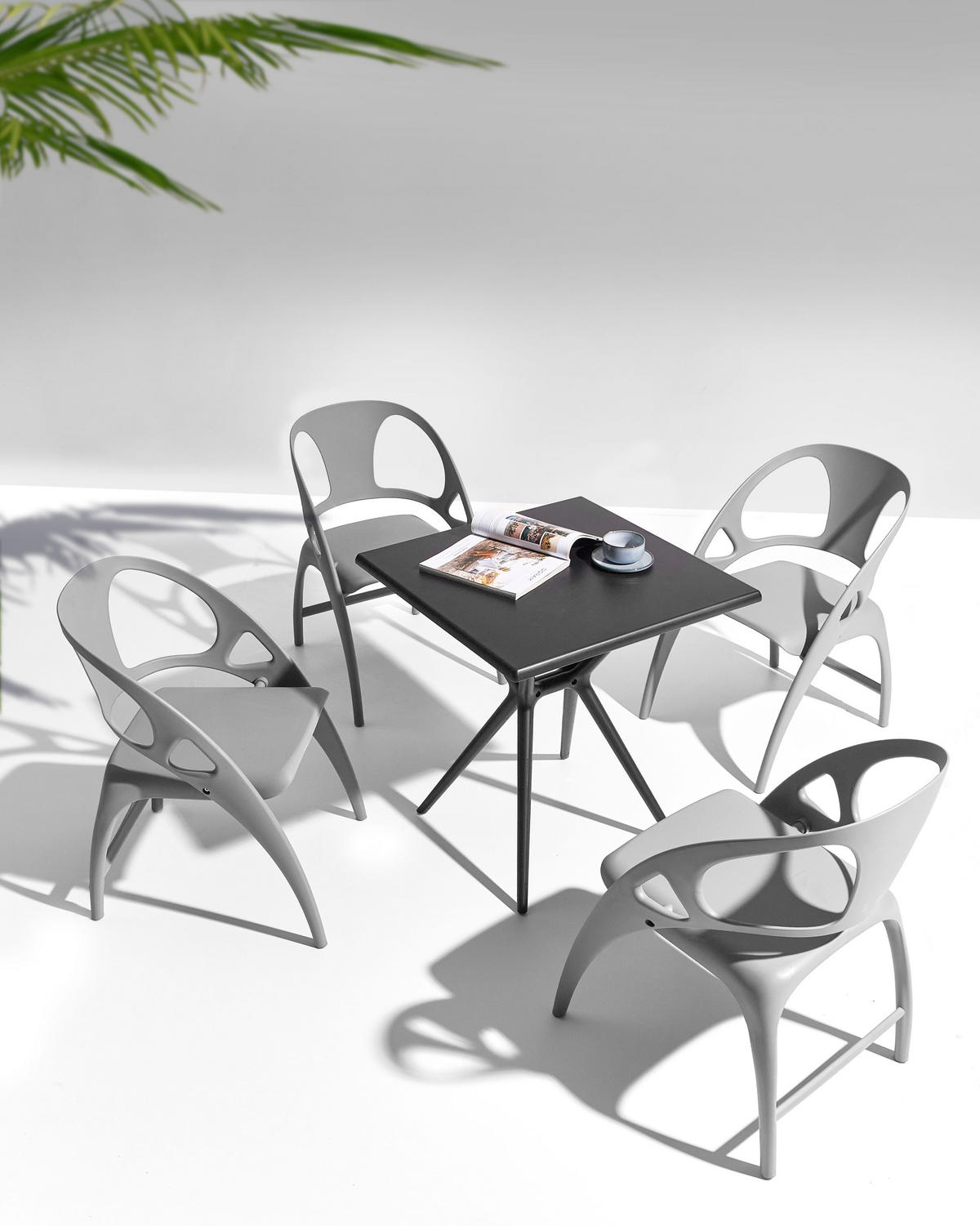 GARTENSTUHL 4er-Set Grau Nemi - Grau, Kunststoff (59/80/53cm) - Beliani