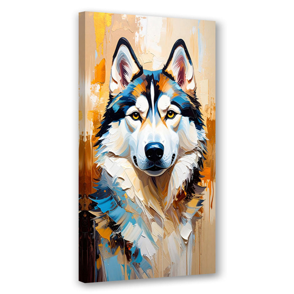 LEINWANDBILD Siberian Husky Hund Tier 60x120cm - Beige, Textil (60/120cm) - Feeby