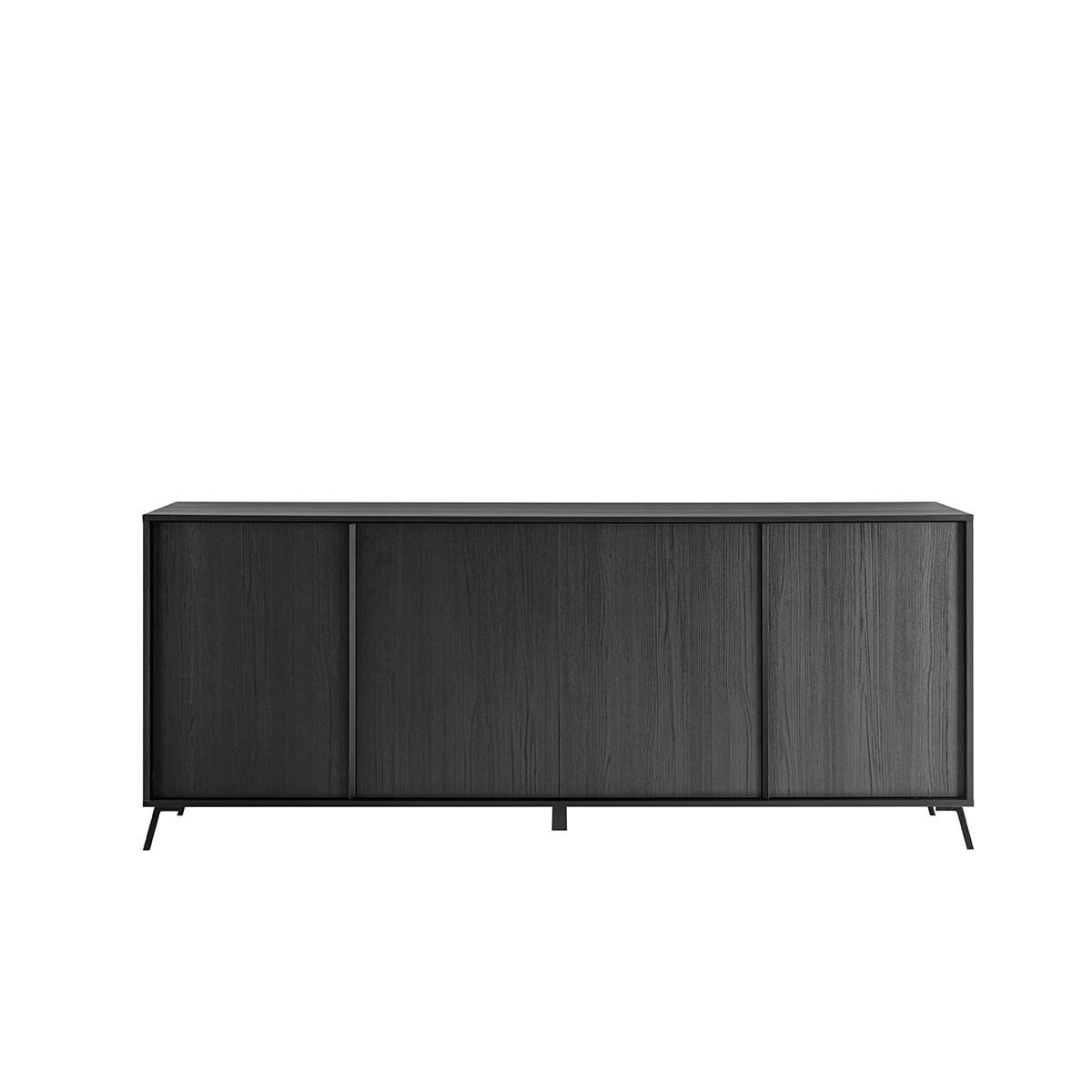 SIDEBOARD mit 4 Türen L205 cm - City - Schwarz, Holzwerkstoff (40/84/205cm) - Calicosy