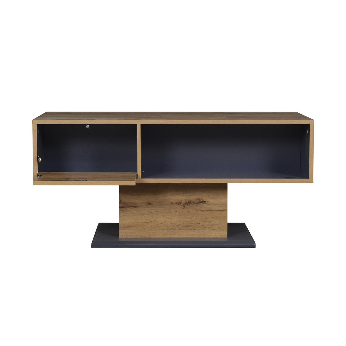 KONFERENČNÝ stolík 100/46,5/50 cm v dekore dub/sivá z drevotriesky s obojstranným úložným priestorom - sivá, kompozitné drevo (100/50/46.5cm) - Flora Grace