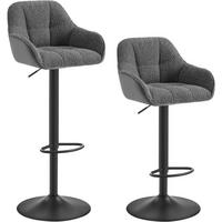 BARHOCKER 2er Set gepolstert, Chenille, Cord, Dunkelgrau - Dunkelgrau/Schwarz, Kunststoff/Textil (52/87/50cm) - Woltu