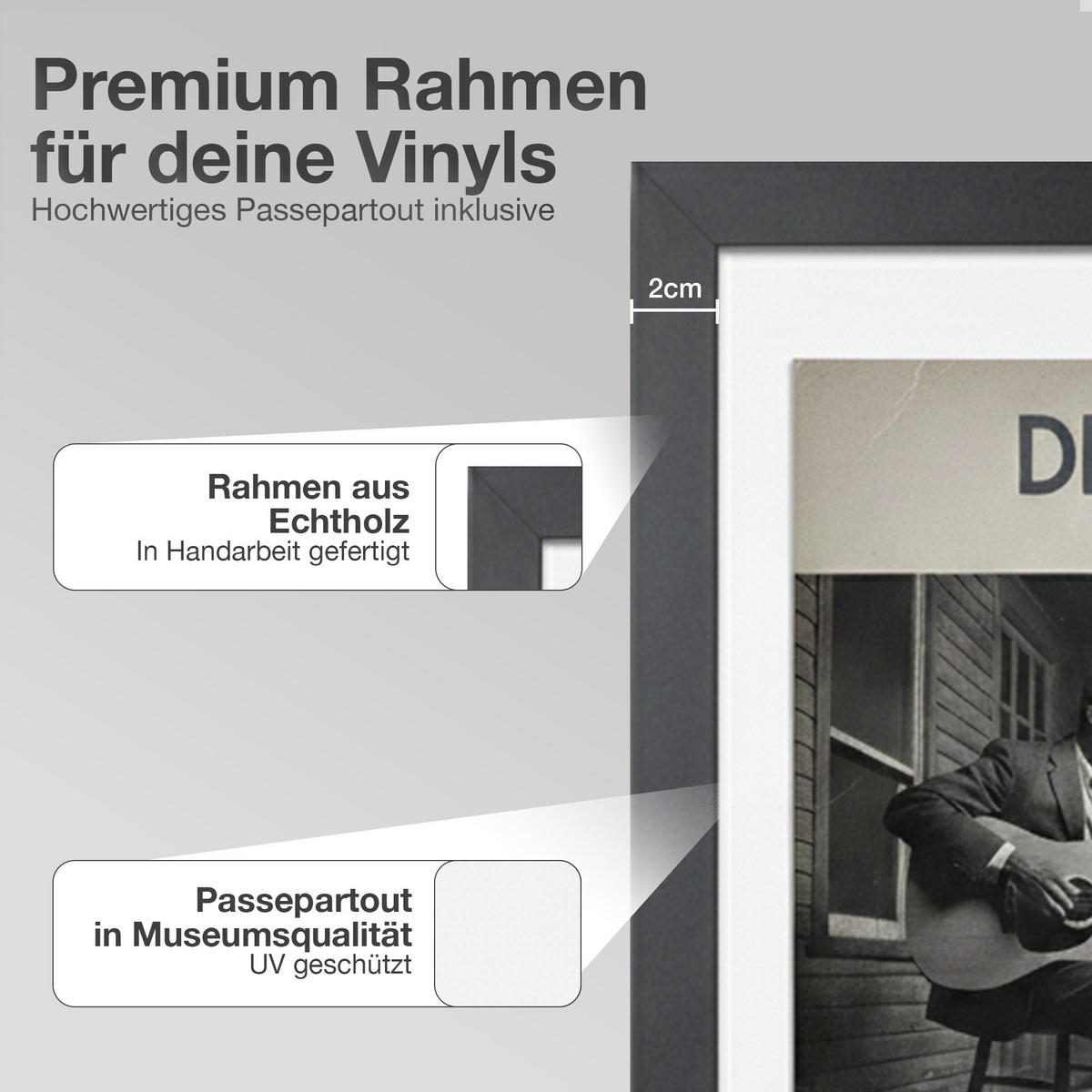 SCHALLPLATTEN RAHMEN 40/60 für Cover & Vinyl - Schwarz, Holz (60/40cm) - K-Möbel