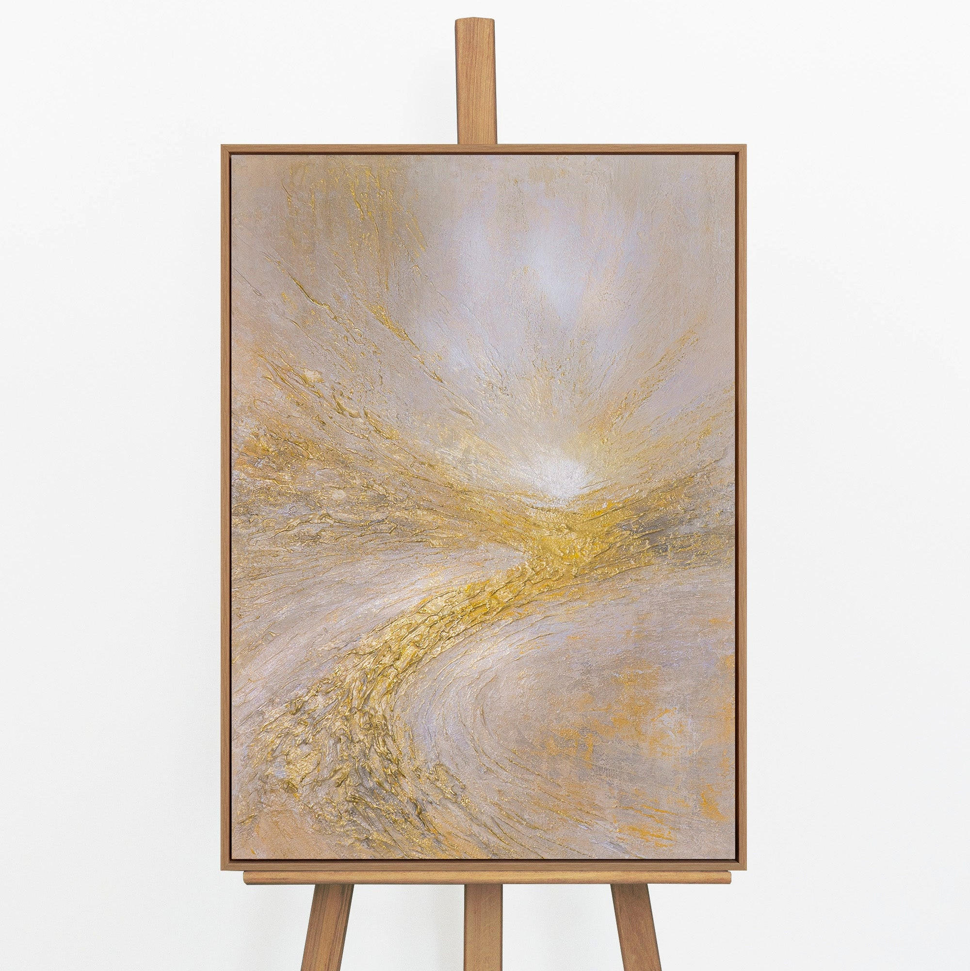 GEMÄLDE Leuchtender Strom Schattenfugenrahmen Eichefarben 70x50 cm - Eichefarben, Holz (70/50cm) - YS-art gallery