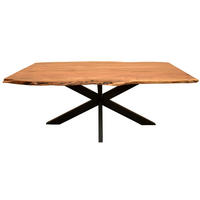 BAUMKANTENTISCH Catania Akazie Cross Gestell 200 x 100 cm - Schwarz/Braun, Holz/Metall (200/100/75cm) - Mr. Deko