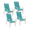 GARTENSTÜHLE Marbella Blau und Weiß 4er-Set - Blau, Kunststoff (56.5/92.5/76cm) - Happy Garden