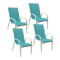 GARTENSTÜHLE Marbella Blau und Weiß 4er-Set - Blau, Kunststoff (56.5/92.5/76cm) - Happy Garden