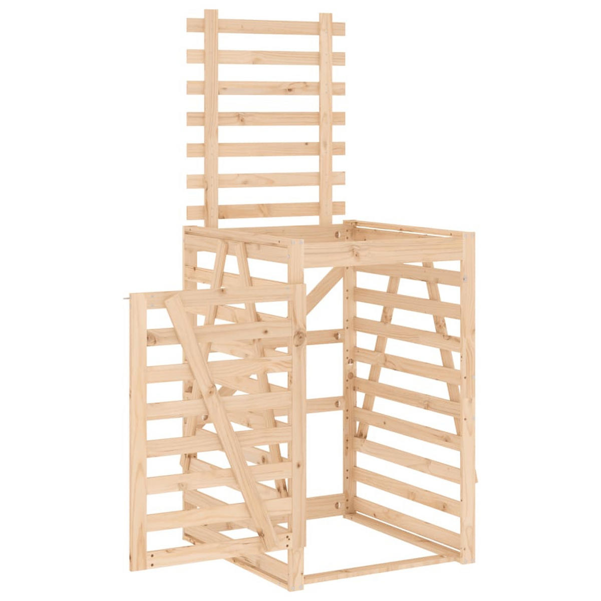 1ER Mülltonnenbox Kiefernholz BOUMI | 84x90x128,5cm Natur | Für 1 Tonne - Naturfarben, Holz (84/128.5/90cm) - DELUKE