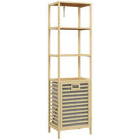 BADEZIMMERREGAL - Naturfarben, Holzwerkstoff/Kunststoff (33/160/44cm) - HOMCOM