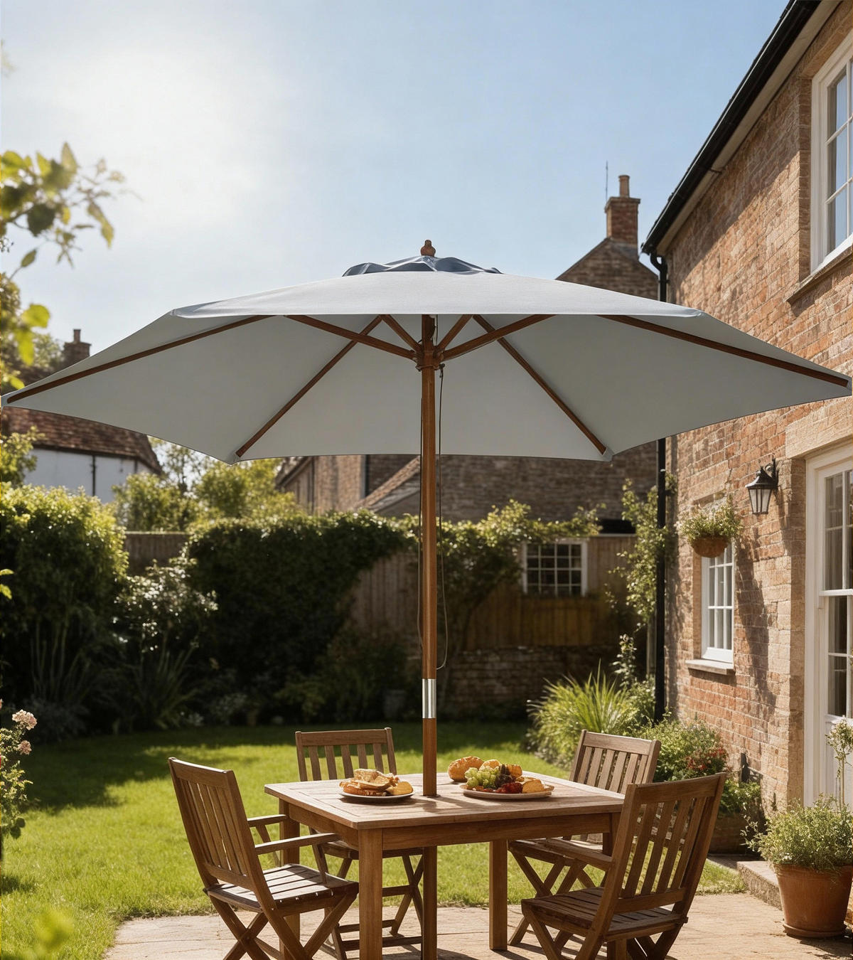 SONNENSCHIRM, Bambus, Polyester, Grau - Grau, Holz (250/250cm) - Outsunny