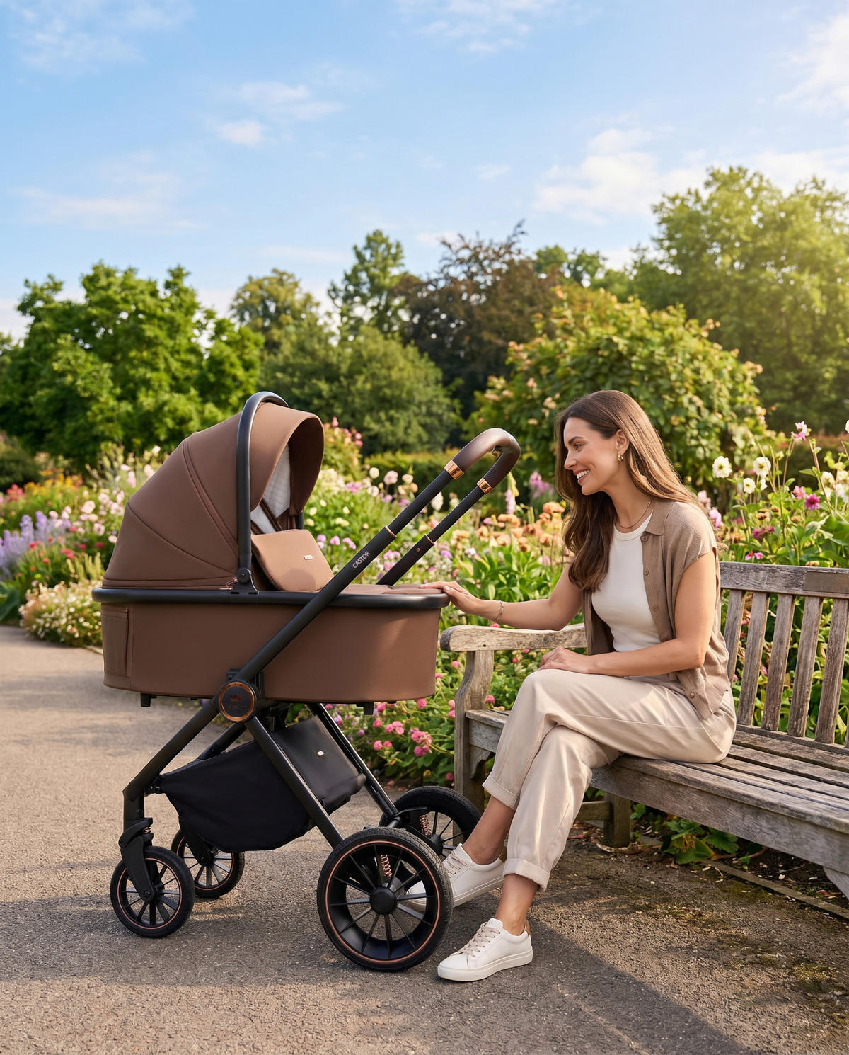 KINDERWAGEN Castor 2in1 Grau Babywanne, Buggy Sportsitz, Faltbar, Wickeltasche - Schwarz/Grau, Textil/Metall (58/100cm) - BabyLux