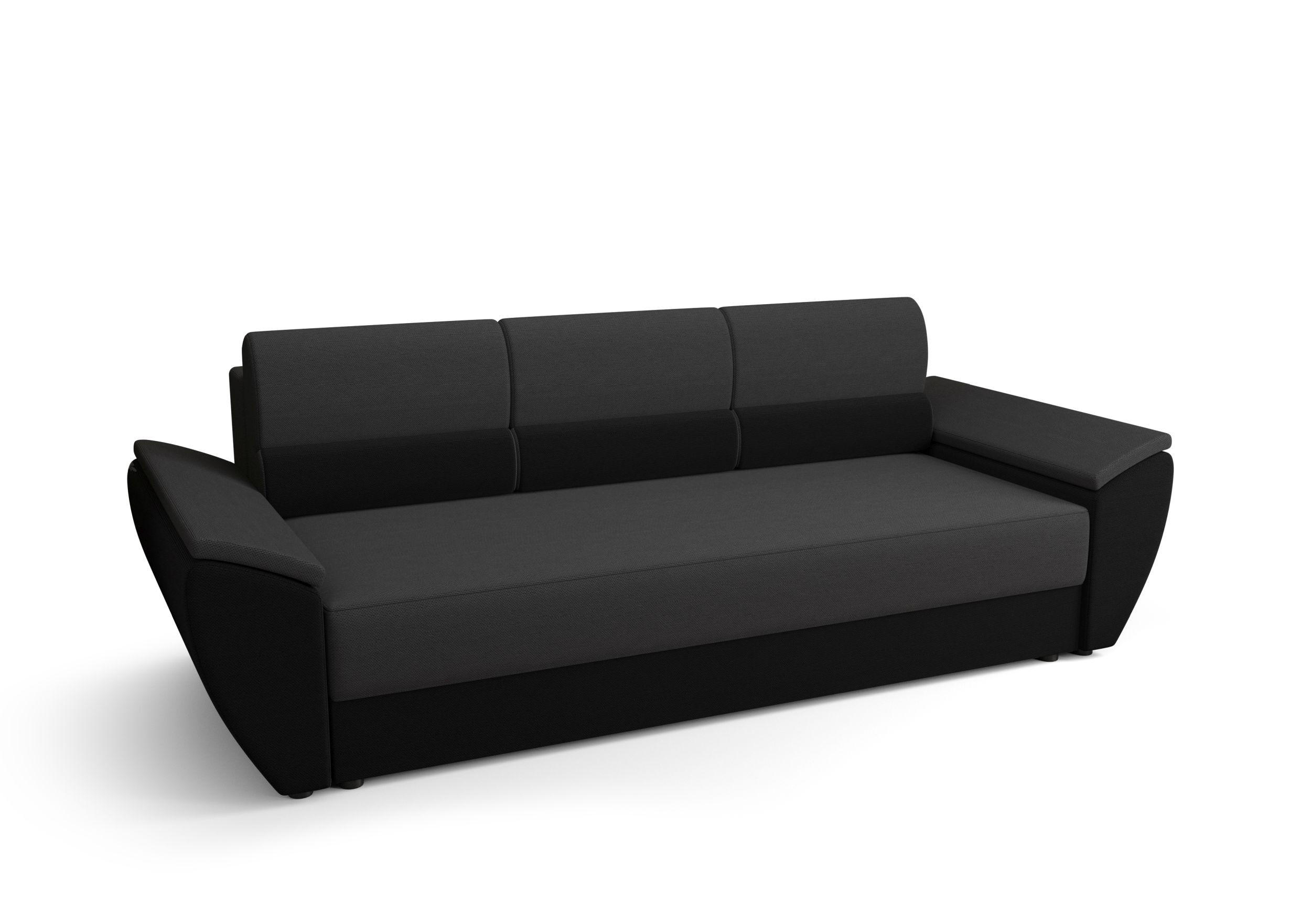 SOFA REBI BIS mit Schlaffunktion RAINBOW 27+15 mit Stauraum - Grau, Textil (80/78/240cm) - Bedante