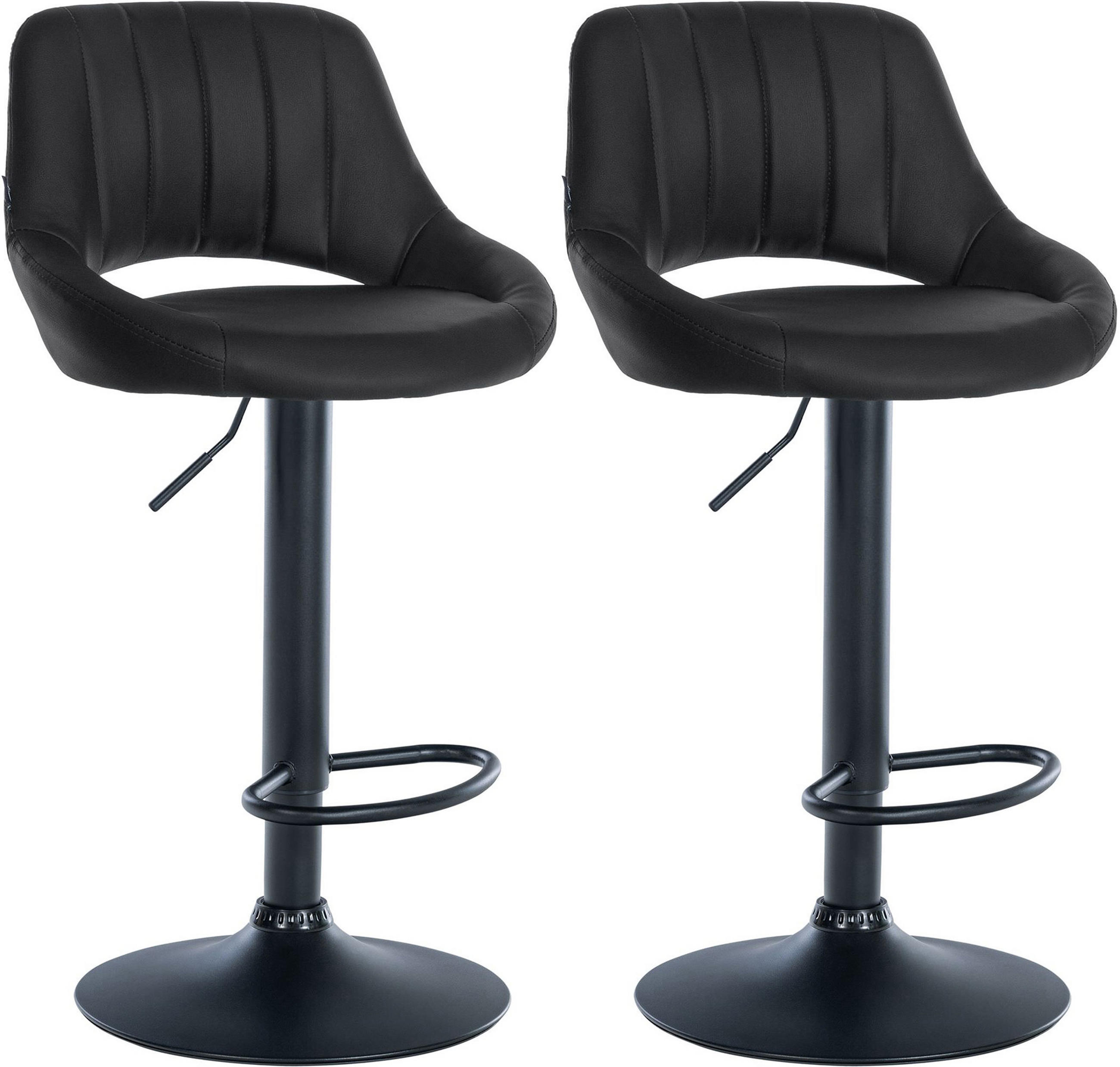 BARHOCKER 2er Set Milos Kunstleder B schwarz - Schwarz, Kunststoff/Metall (47/106/48cm) - TPFLiving
