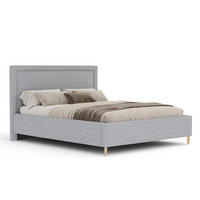 POLSTERBETT Ordina Grau 120/200 cm im Webstoff - Naturfarben/Grau, Holz/Holzwerkstoff (120/200cm) - Maison de Reve