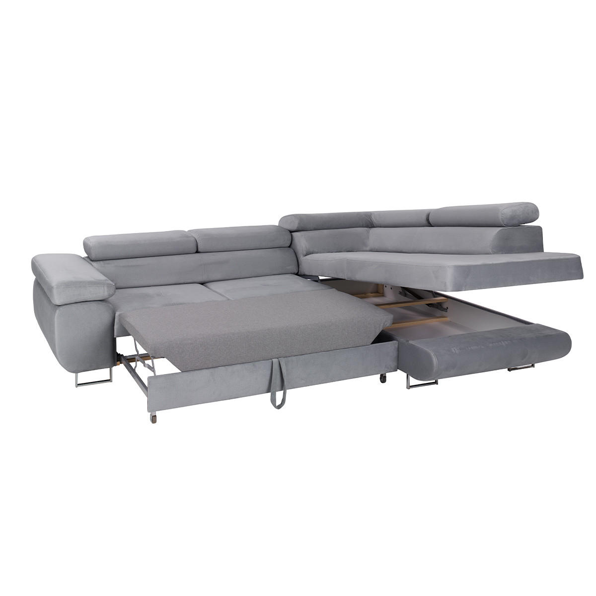 ECKSOFA Wilson 4 Sitzplätze Grau - Grau, Holzwerkstoff (271/201cm) - Petits-meubles