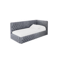 EINZELLBETT Jugendbett mit Bettkasten und Matratze H3/H4, Links - MULY 80x200 Grau - Grau, Holzwerkstoff/Textil (80/200cm) - ALTDECOR