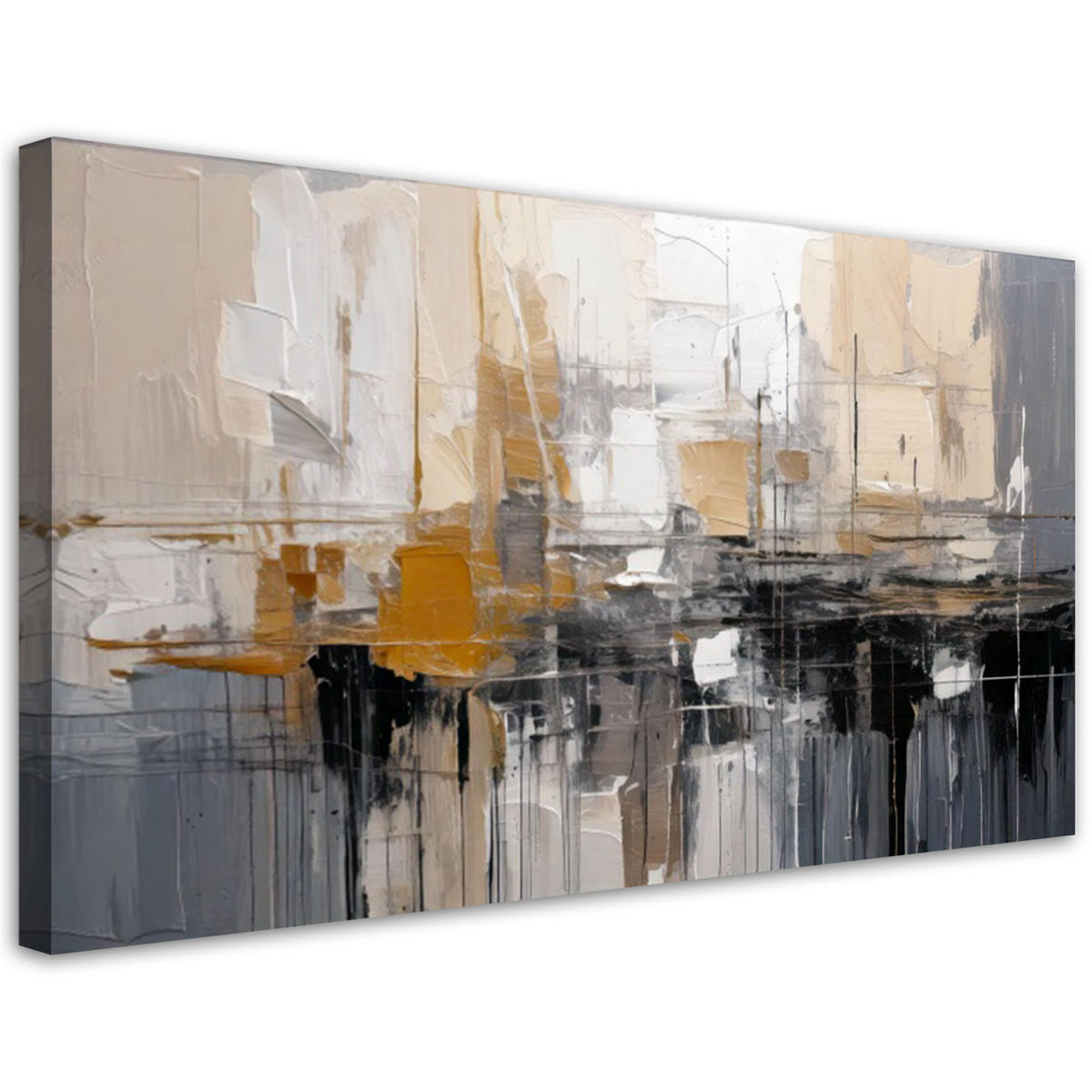 LEINWANDBILD Abstrakte Komposition Beige 80x40cm - Grau, Textil (80/40cm) - Feeby