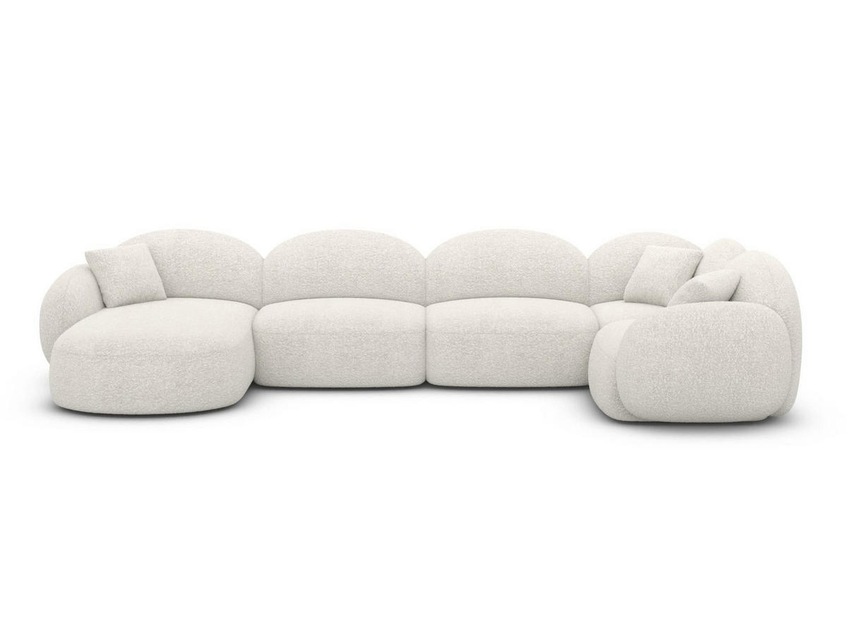WOHNLANDSCHAFT Mirello U-Form Weiß Bouclestoff - Weiß, Textil (333/77/193cm)