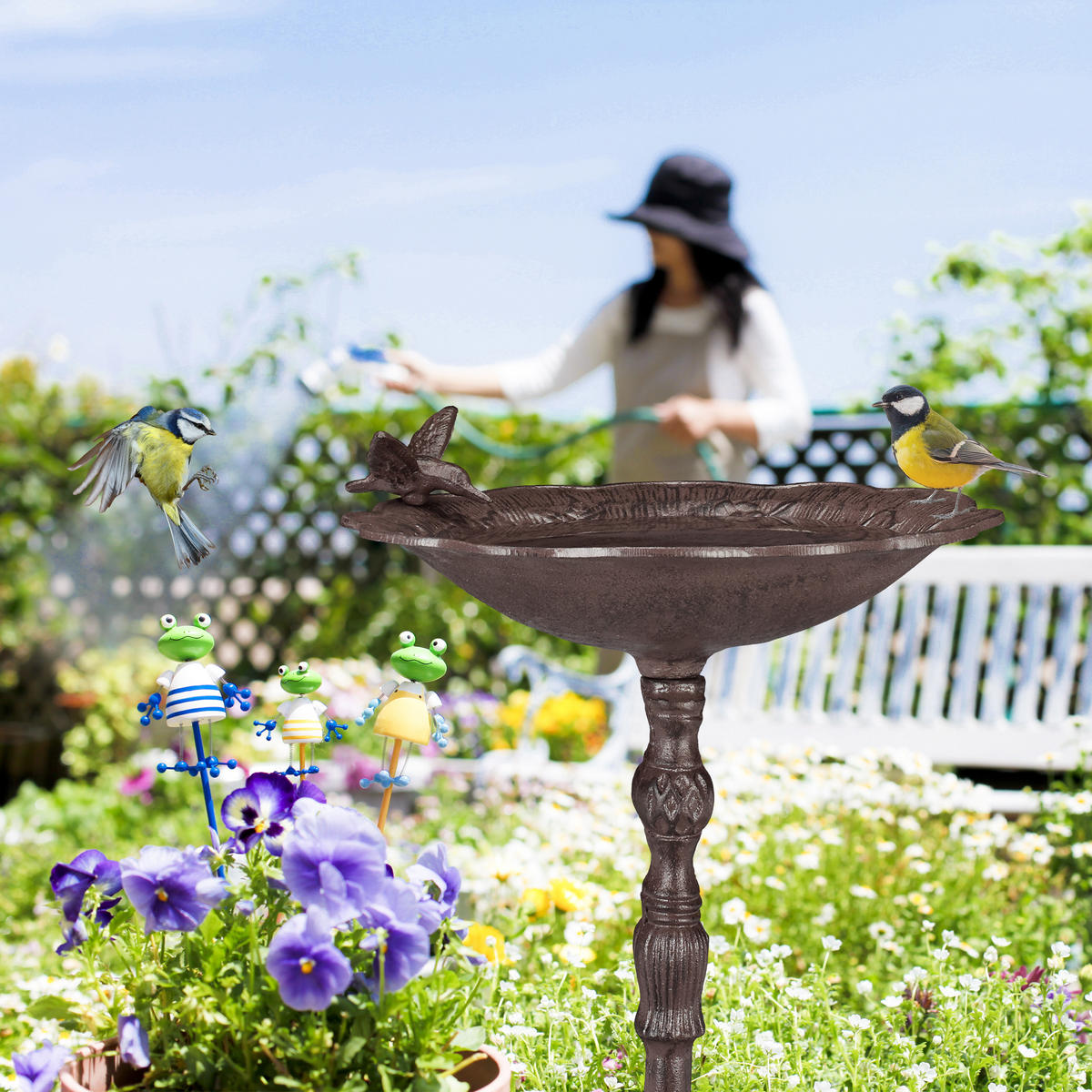 VOGELTRÄNKE - Braun, Metall (37.5/74.5/35cm) - Relaxdays