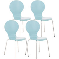 BESUCHERSTUHL 4er Set Holz hellblau - Hellblau, Holz/Metall (43/86/45cm) - CLP