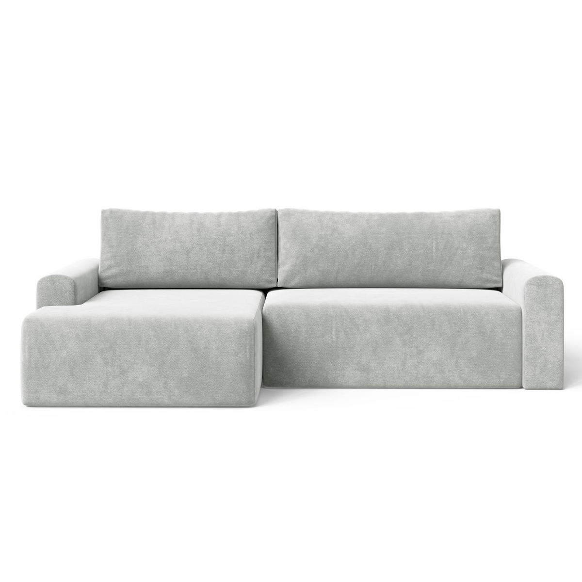 ECKSOFA MILO LARGE mit Schlaffunktion, Bettkasten und Cordbezug, Links - VIBE 86 - Grau, Holz (270/142cm) - Dekori_Interiors