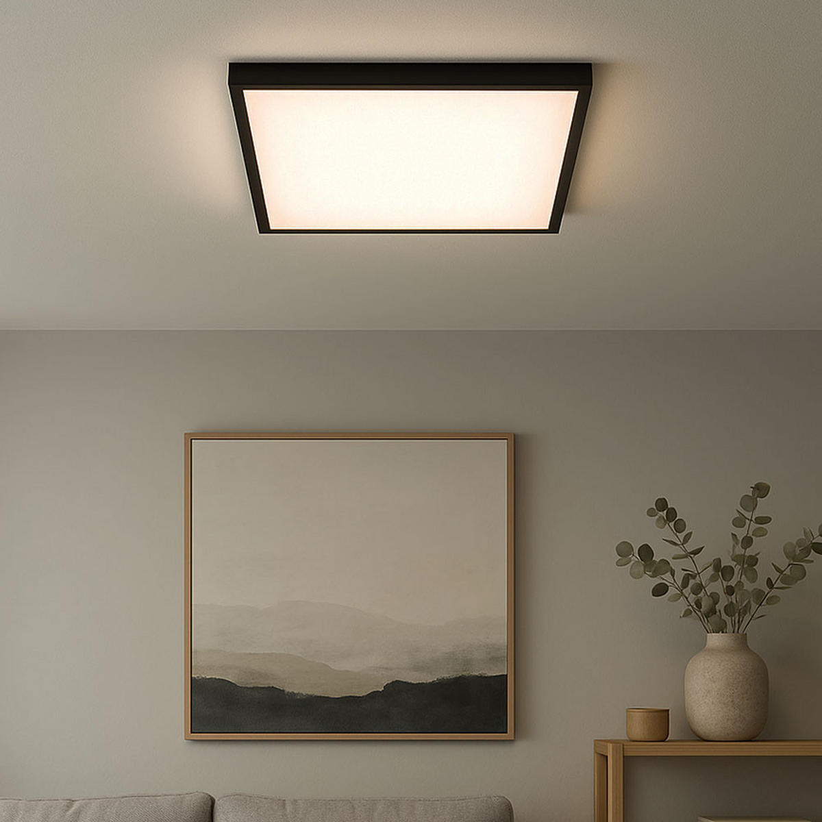 LED DECKENLEUCHTE Backlight Schwarz - Schwarz, Kunststoff (42.2/42.2/4cm) - Briloner