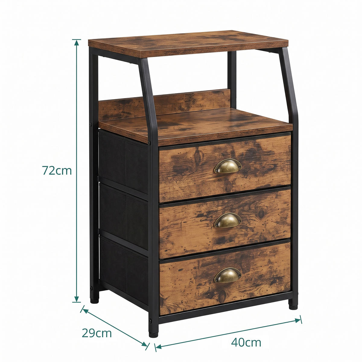 KOMODA vintage smeđa 3 ladice MDF - smeđa, drvni materijal/metal (40/72/29cm) - Relaxdays