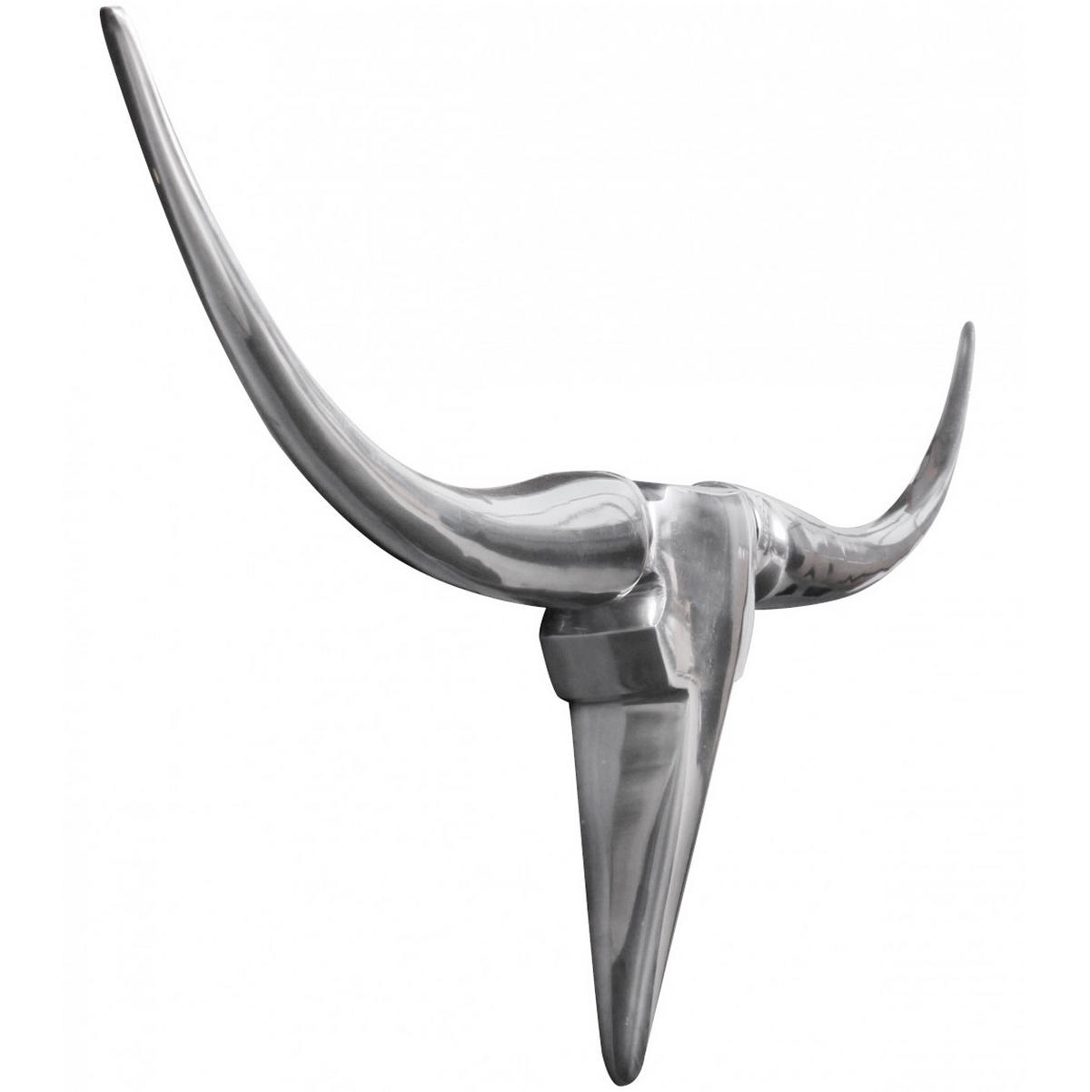 WANDDEKO Bull Geweih aus Aluminium 125 cm Breite, Silber 100x5x35 cm - Silberfarben, Metall (100/35/5cm) - KADIMA DESIGN