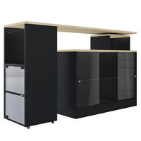 KÜCHENINSEL 2-teiliges Set Bartisch AUSZIEHBAR DREHBAR, mit Beistellschrank, MDF Regenbogen-Glas Schwarz, Küche - Schwarz, Kunststoff (50.42/29.85/83.19cm) - Rolipo