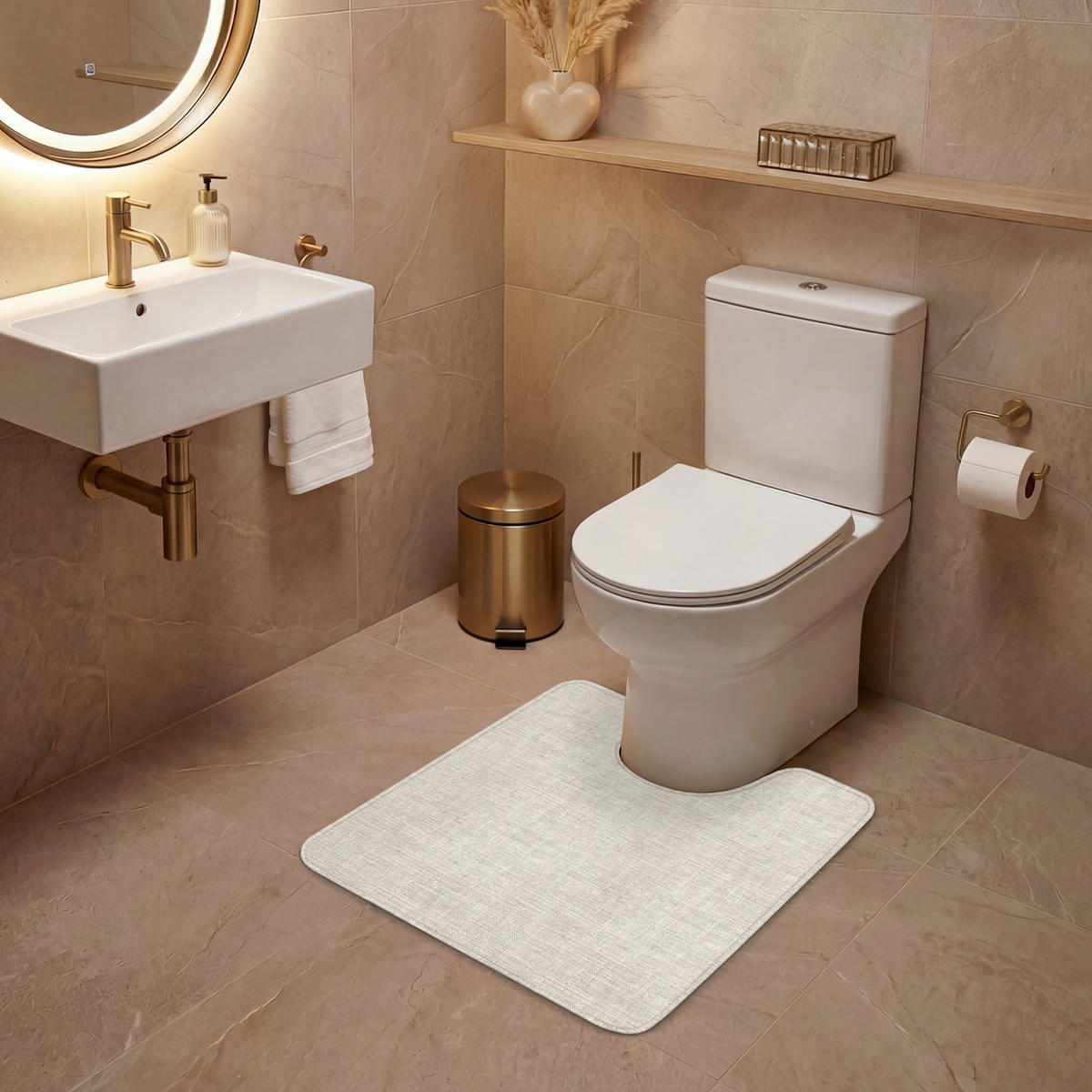 WC PŘEDLOŽKA Povlečení - Textura - Béžová 55x60 cm - béžová, textil/plast (55/1cm) - OnlyWow