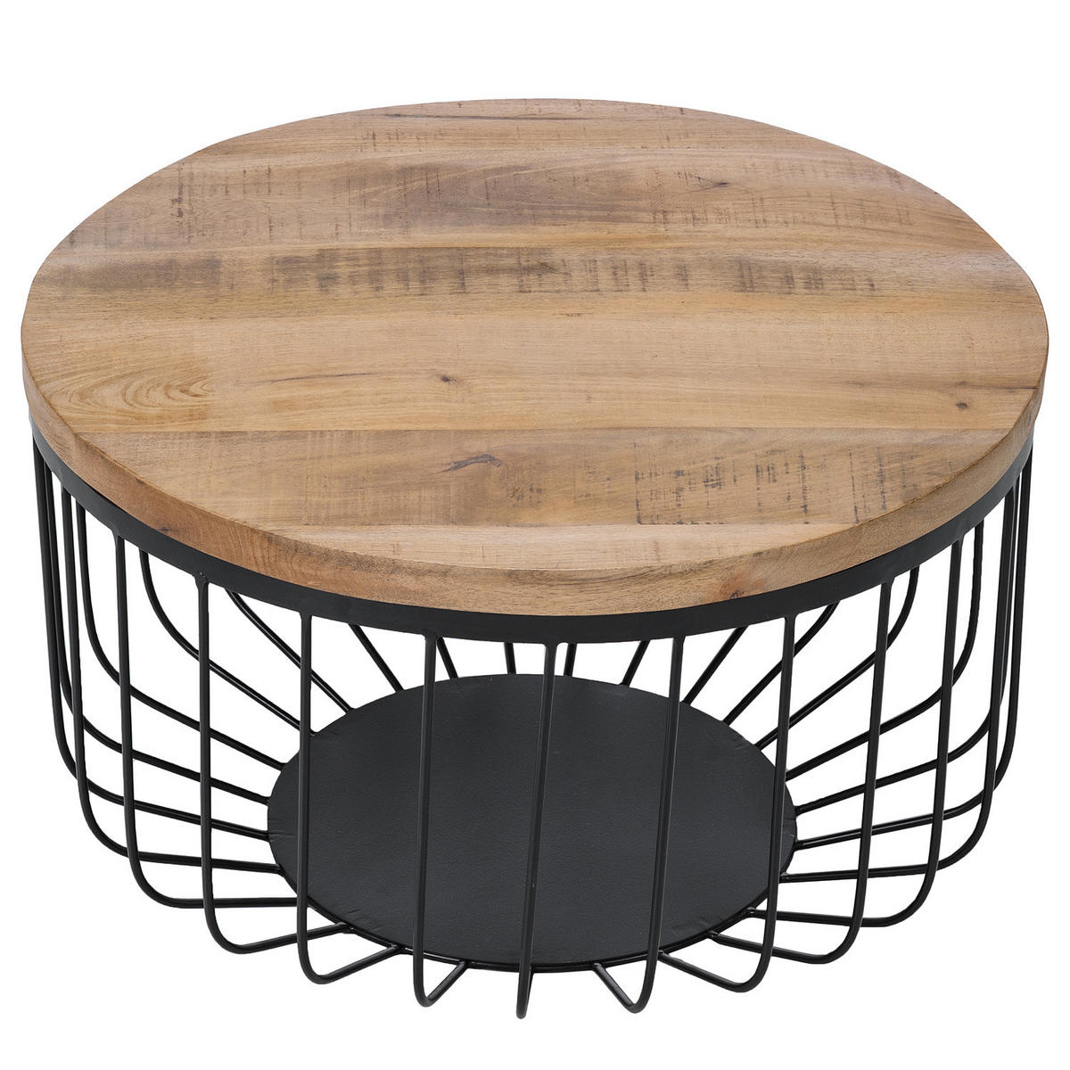 HOME24 Couchtisch ROWER - Schwarz/Braun, Holz/Metall (58/58/33cm) - home24
