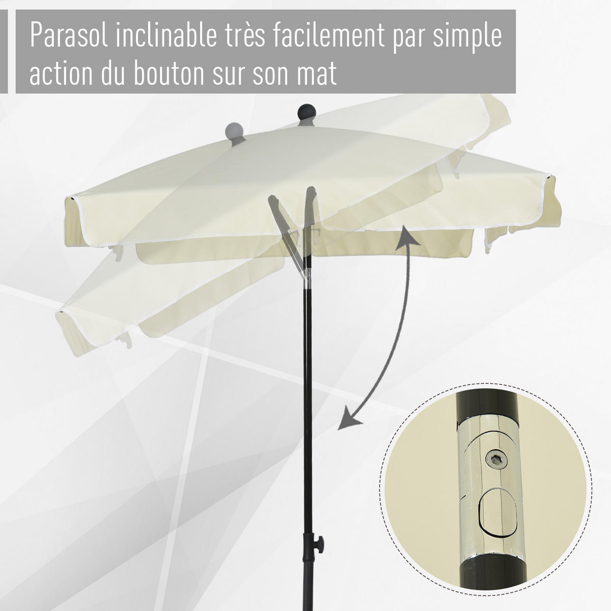 SONNENSCHIRM Hellbeige 198/130 cm neigbar - Beige, Metall (198/130cm) - PANGIVO