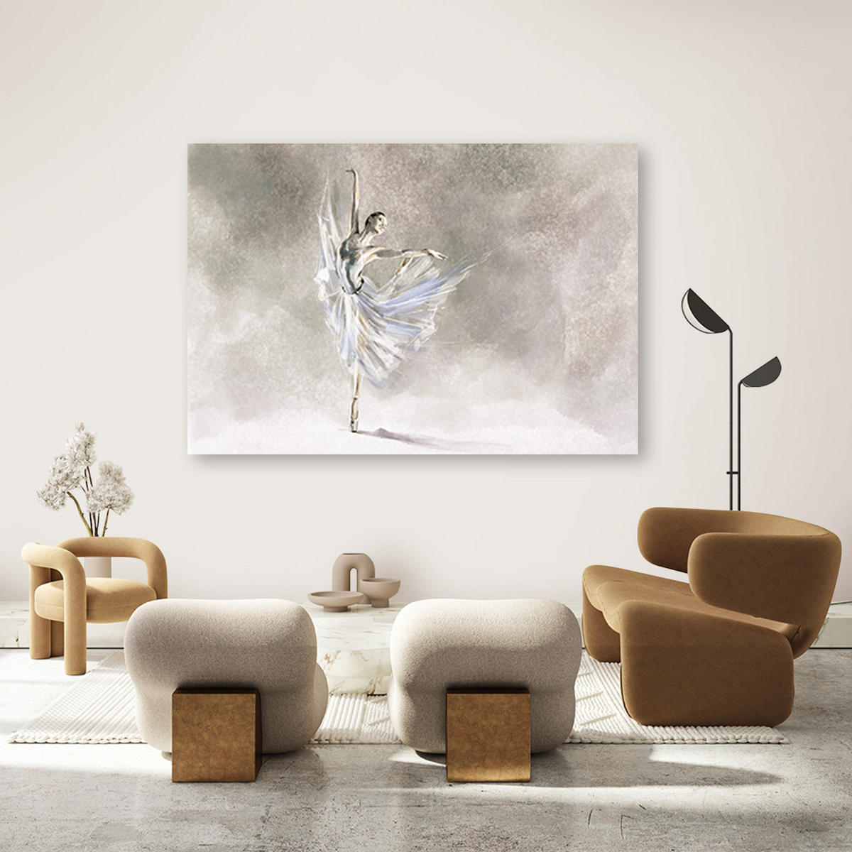 LEINWANDBILD Ballerina Pirouet - Beige, Textil (100/70cm) - Feeby