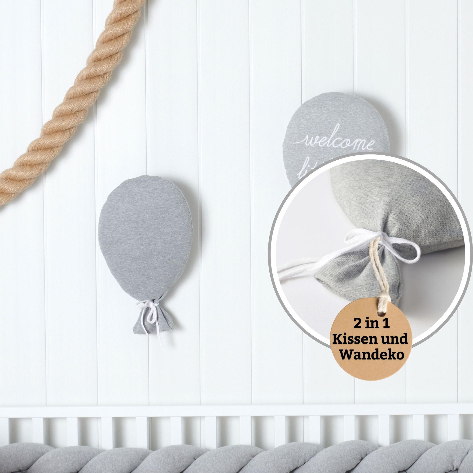 KISSEN Zierkissen Ballonkissen Kinderkissen Kinderzimmer Deko Wanddeko Ballon - Grau, Textil (30/25cm) - nordic coast company