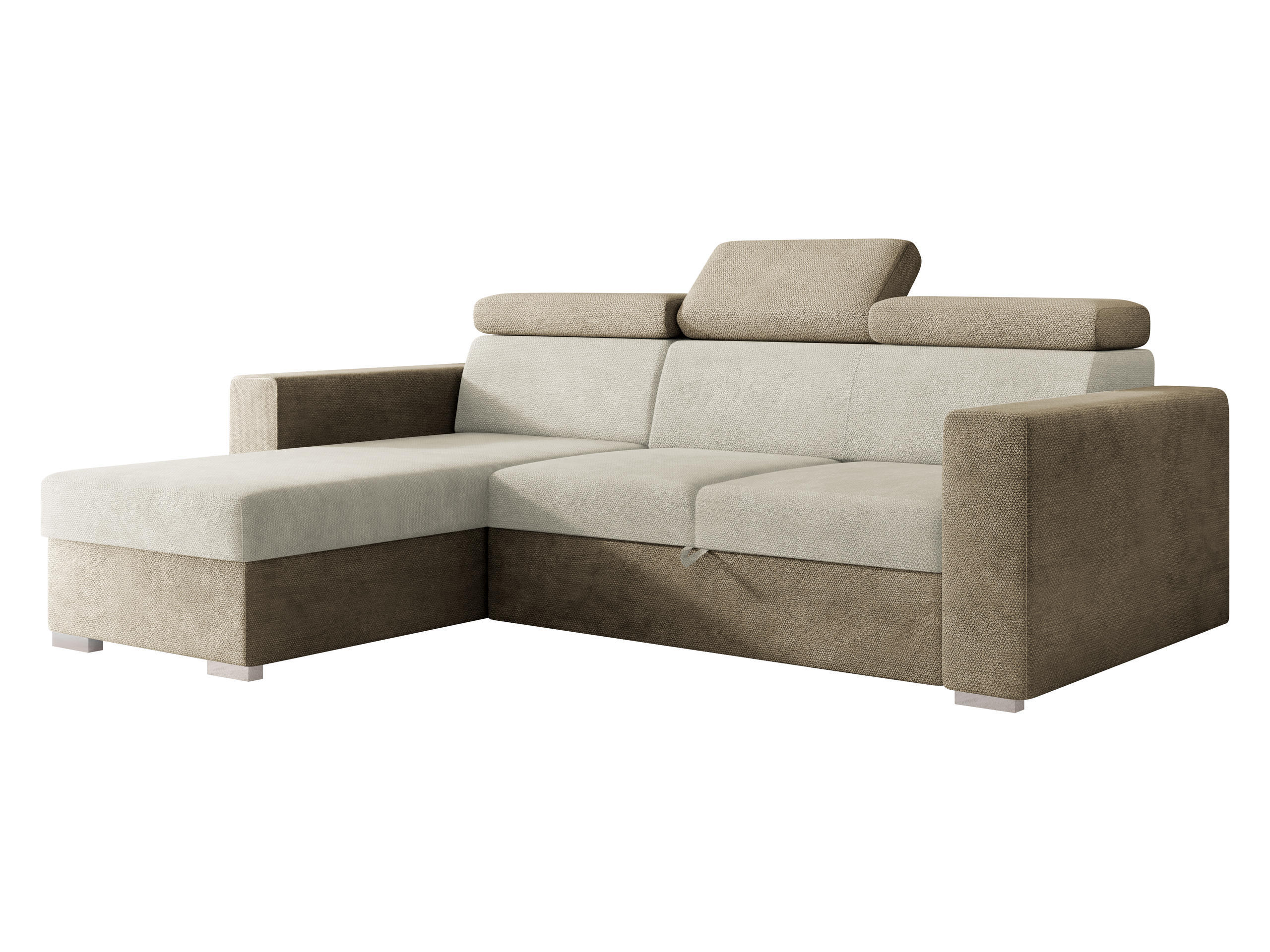 ECKSCHLAFSOFA Pedro 2rLC - Hellbraun/Silberfarben, Holz/Kunststoff (235/170cm) - MIRJAN24